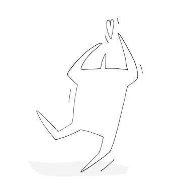 El boya anahat vektör stick şekil çizim. Karakter insanlar. Aşk şarkısı. Sevgililer günü (doku olarak kullanılabilir kartları, Davetiyeler, DIY projeler, web siteleri için)