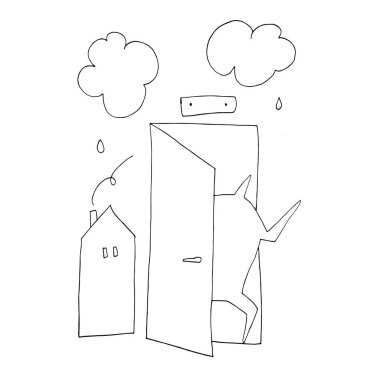 El boya vektör anahat sopa rakam çizim. Karakter insanlar. Arkadan bakan insanlar (doku olarak kullanılabilir kartları, Davetiyeler, DIY projeler, web siteleri için kalp kapı )