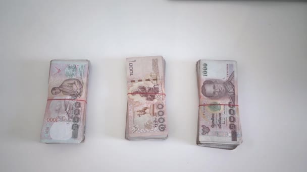 Detailní Záběr Rukou Počítání Thousansds Thajský Baht Peníze Zblízka Lidských — Stock video