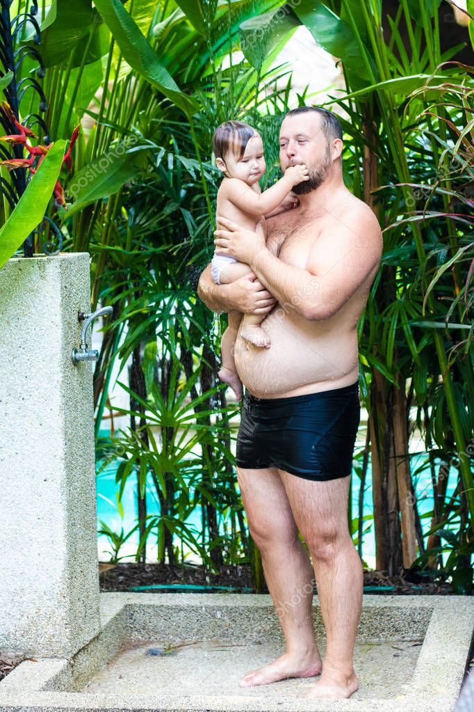 Beach daddy shower maid