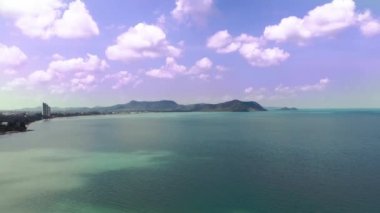 Pattaya, Tayland, kıyı şeridi ve Pattaya deniz hava görünümü güzel deniz manzarası üst görünümü