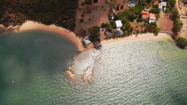 Pattaya, Tayland, kıyı şeridi ve Pattaya deniz hava görünümü güzel deniz manzarası üst görünümü.