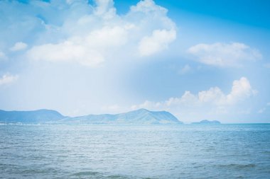 Yaz arka planda deniz ve mavi gökyüzü, doğa açık tatil tatil arka plan.