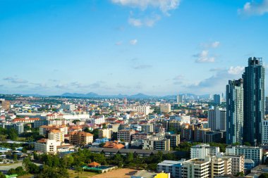 Pattaya, Tayland - 30 Nisan 2019: Pattaya şehrinin panoramik manzarası, Tayland