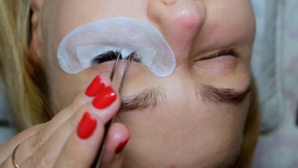 Woman Eye with Long Eyelashes. Eyelash Extension — Stock Video