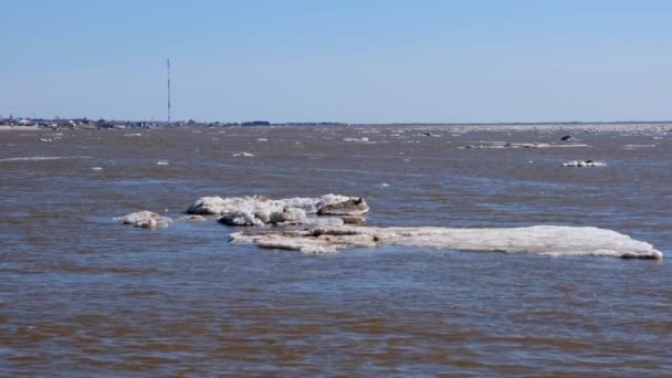 Fermer les couches de glace flottant sur la rivière Ob. — Video