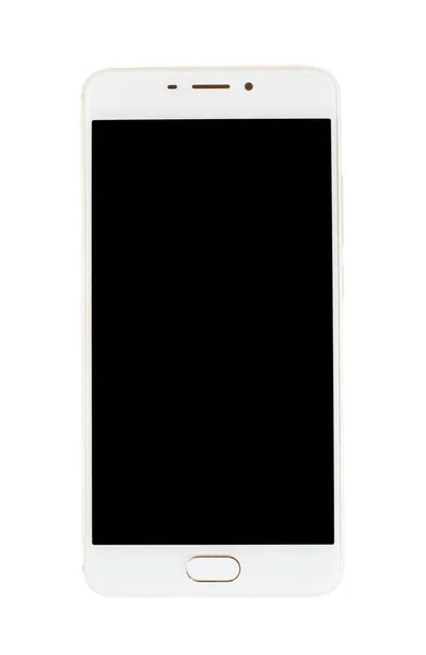 Smartphone Branco Com Tela Branco Isolada Fundo Branco — Fotografia de Stock