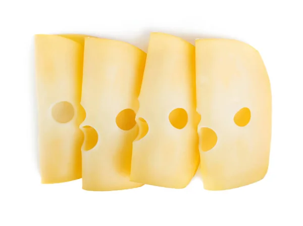Beyaz Arka Plan Üzerinde Yukarıdan Izole Peynir Dilimleri — Stok fotoğraf