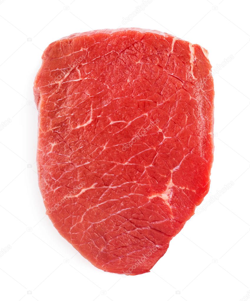Raw fresh meat steak isolated on white background