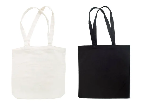 Két Pamut Eco Bag Elszigetelt Fehér Background — Stock Fotó