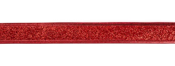Pita Merah Dengan Glitter Terisolasi Pada Latar Belakang Putih — Stok Foto