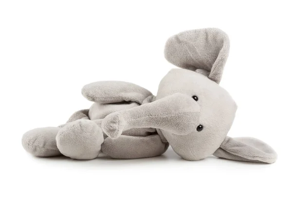 白い背景に分離された灰色の愛らしいおもちゃ象 — ストック写真