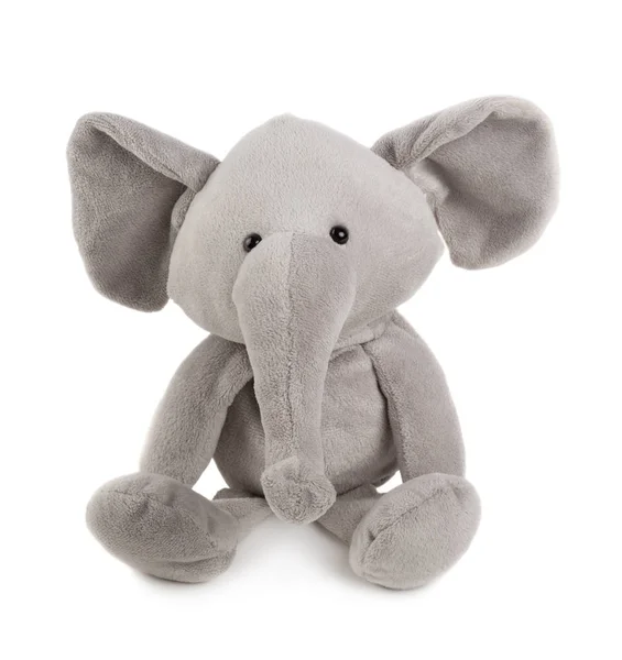 Cinza Adorável Brinquedo Elefante Isolado Fundo Branco Fotos De Bancos De Imagens