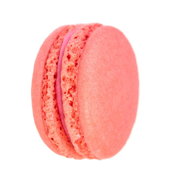 Carino Dolce Pasta Rosa Macaron Isolato Sfondo Bianco — Foto Stock