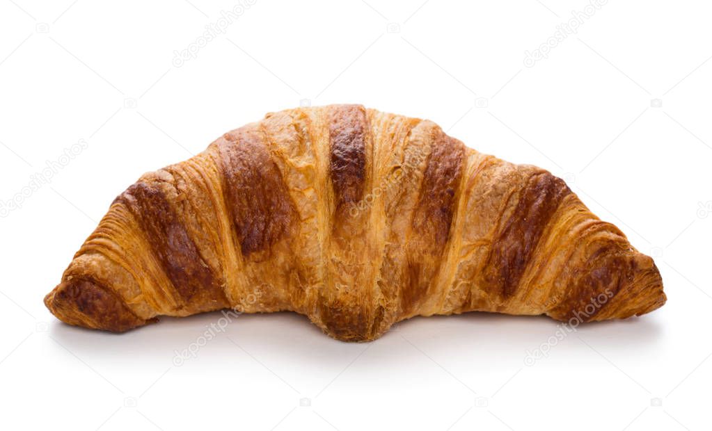 Freshly baked croissant isolated on white background