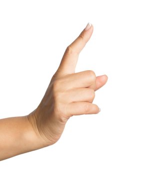 Beyaz arka plan üzerinde el kadın