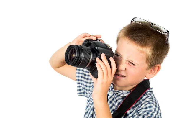 Jongen met een camera — Stockfoto