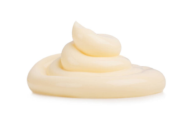 Горстка майонеза на белом фоне
