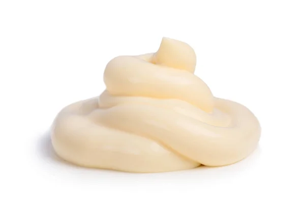 Håndfuld mayonnaise på hvid baggrund - Stock-foto