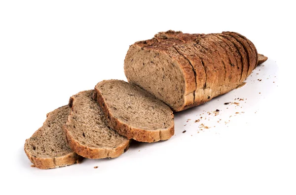 Tostadas de pan aisladas sobre fondo blanco — Foto de Stock