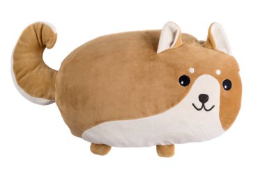 Beyaz arka planda izole edilmiş komik oyuncak kedi.