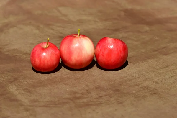 Rote Äpfel Liegen Auf Einer Dunklen Tischfläche — Stockfoto