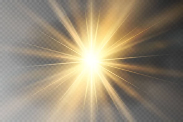 Glow Ljuseffekt Star Burst Med Gnistrar Sun Vektor Illustration — Stock vektor