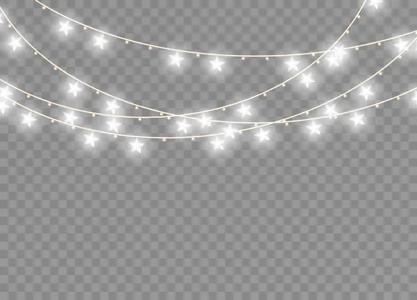 Christmas Light Garland Painting Vector Bright Bulb Card Celebration Collection — 图库矢量图片