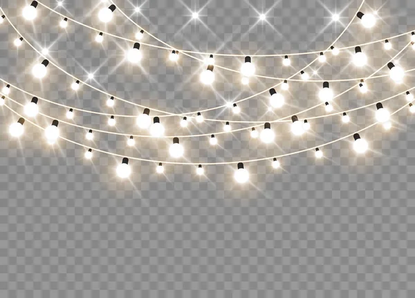Christmas Light Garland Painting Vector Bright Bulb Card Celebration Collection — 图库矢量图片