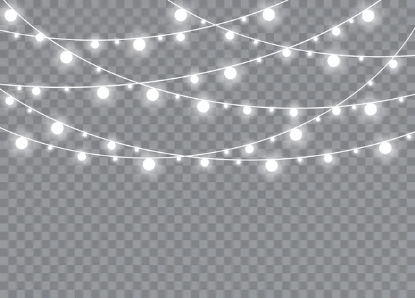 Christmas Light Garland Painting Vector Bright Bulb Card Celebration Collection — 图库矢量图片