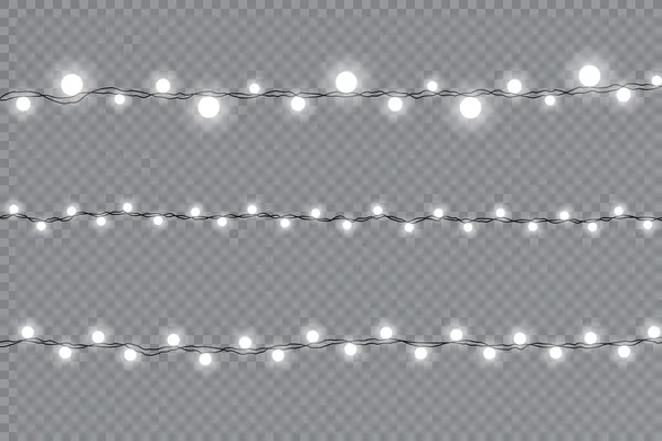 Luces Navideñas Aisladas Elementos Diseño Realistas Luces Brillantes Para Navidad — Vector de stock