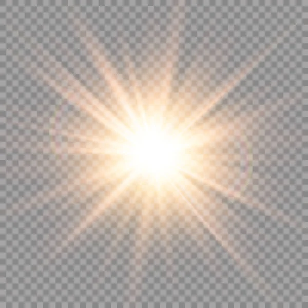 Светящийся Свет Взрывается Прозрачном Фоне Искрящиеся Волшебные Частицы Пыли Яркая — стоковый вектор