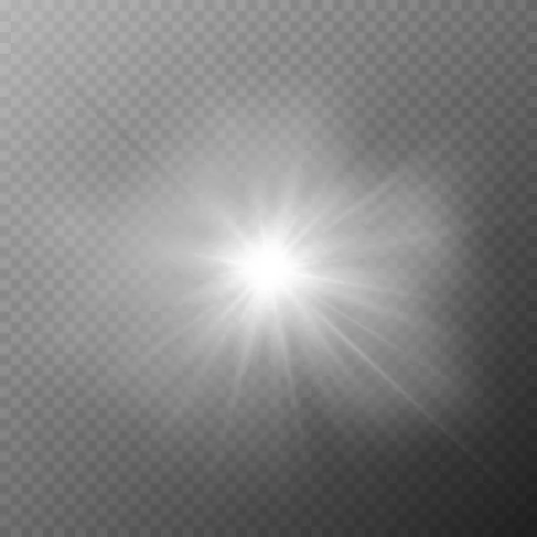 Luce Incandescente Esplode Uno Sfondo Trasparente Particelle Polvere Magica Scintillante — Vettoriale Stock