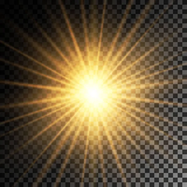 Efecto Luz Brillante Estrella Reventó Con Destellos Sol Ilustración Vectorial — Vector de stock