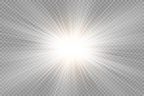 Efeito Luz Brilhante Estrela Explodiu Com Brilhos Sol Ilustração Vetorial —  Vetores de Stock