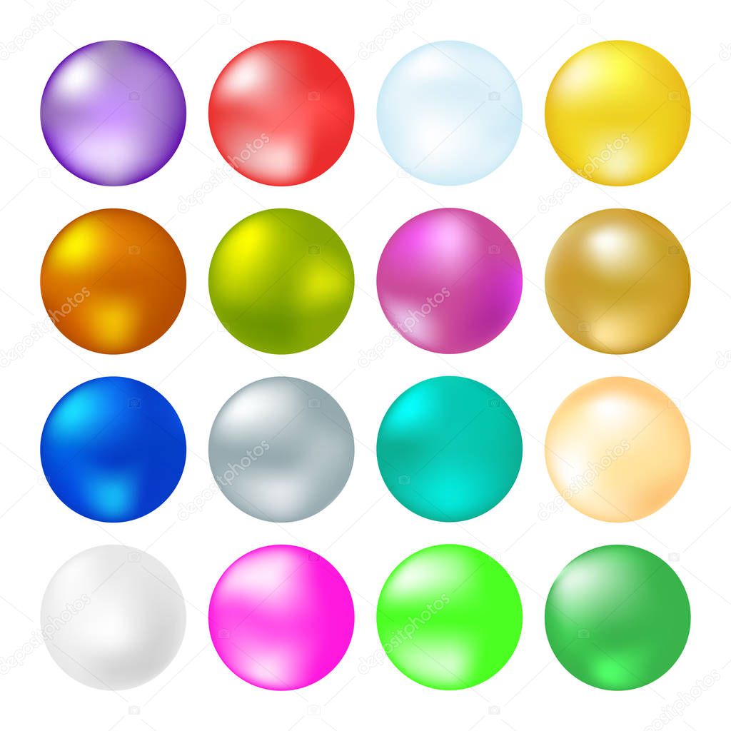 shiny balls different colors. Vector illustration.