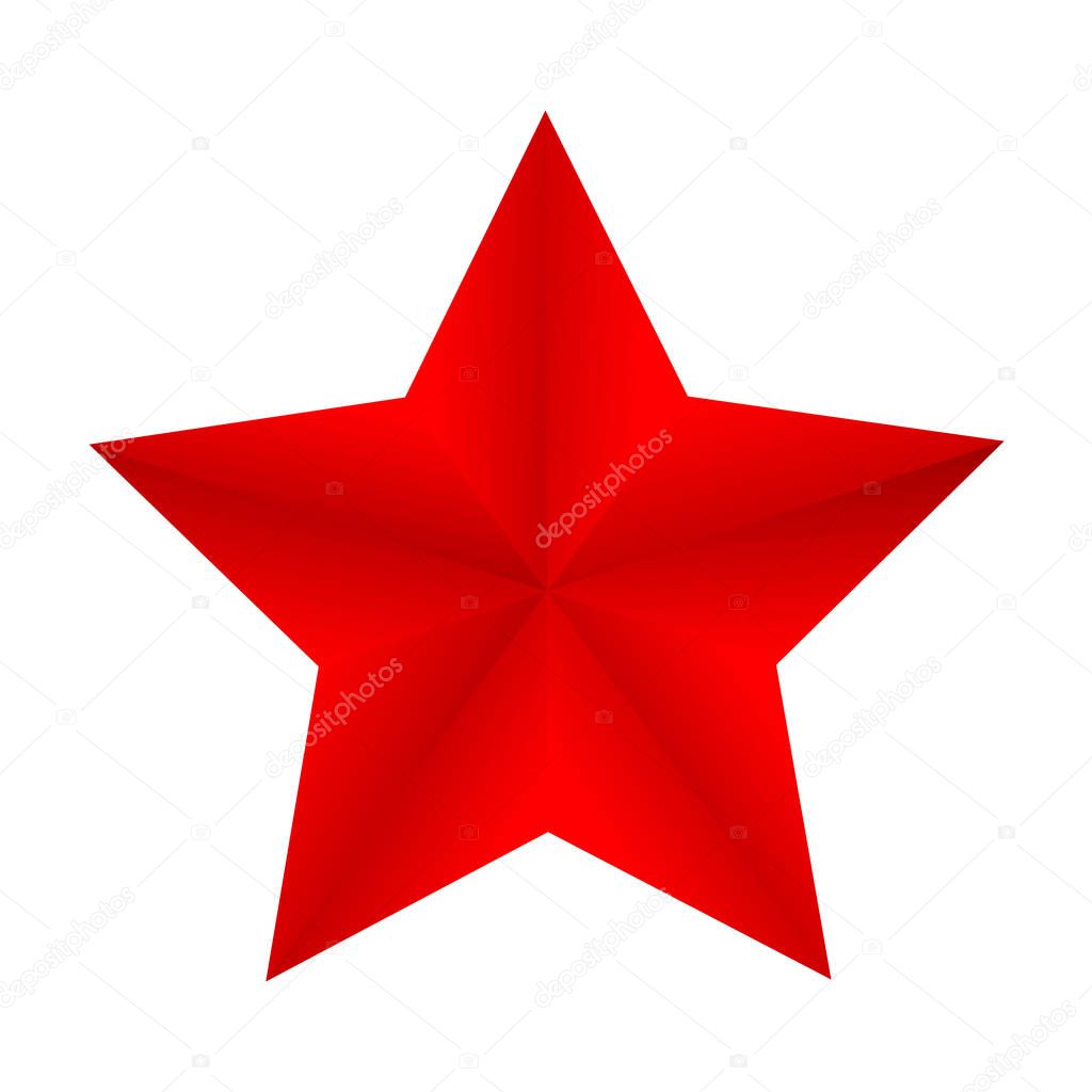 Red star on a white background. Vector illustration.