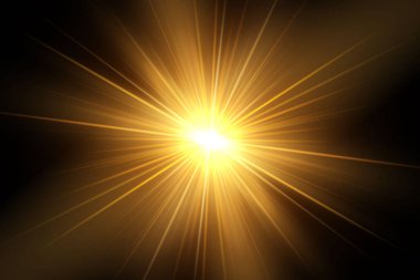 Parlayan ışık efekti, patlama, glitter, kıvılcım, Güneş flaş. Vektör çizim.