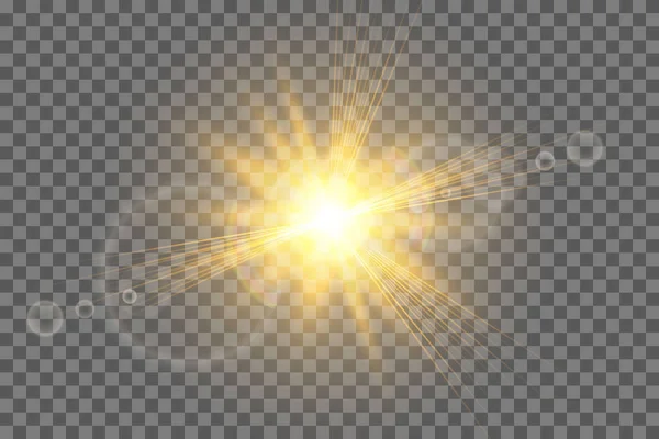 Lichteffect Explosie Glitter Vonk Zon Flash Gloed Vectorillustratie — Stockvector