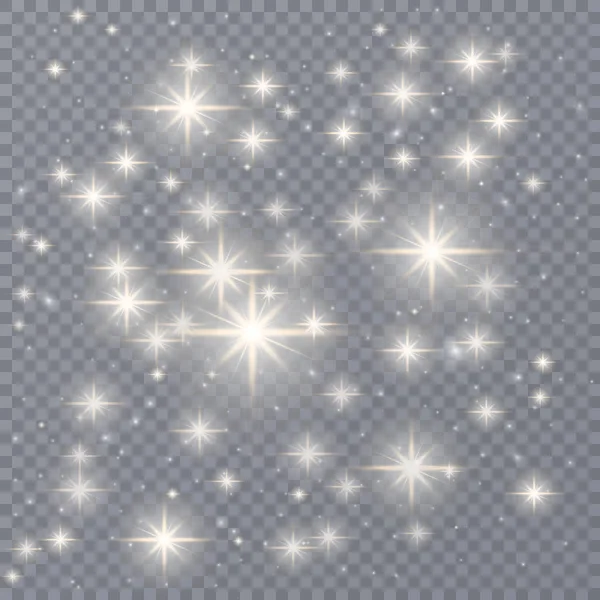 Gnistor Glitter Speciell Ljuseffekt Vektor Gnistrar Transparent Bakgrund Julens Abstrakta — Stock vektor