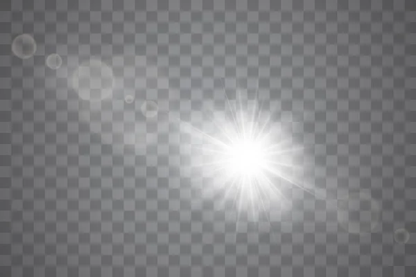 Lichte Glanseffect Ster Uitbarsting Met Sparkles Sun Vector Illustratie — Stockvector