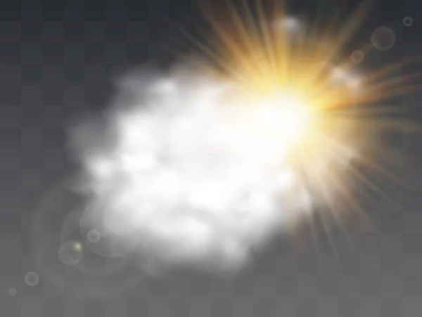 Bagliore Trasparente Vettore Luce Effetto Impostato Esplosione Brillantini Scintille Sole — Vettoriale Stock