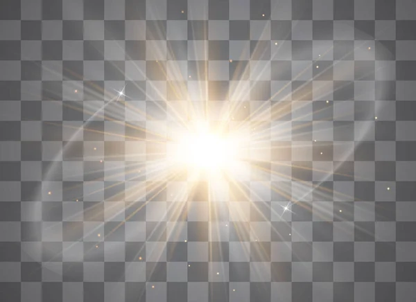 Parlayan Işık Efekti Patlama Glitter Kıvılcım Güneş Flaş Vektör Çizim — Stok Vektör