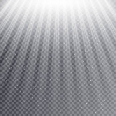 Işık, ışık ve sihirli parıltılarla özel efekt oluşturur. Şeffaf vektör ışık efekti seti, patlama, sim, kıvılcım, güneş ışığı.