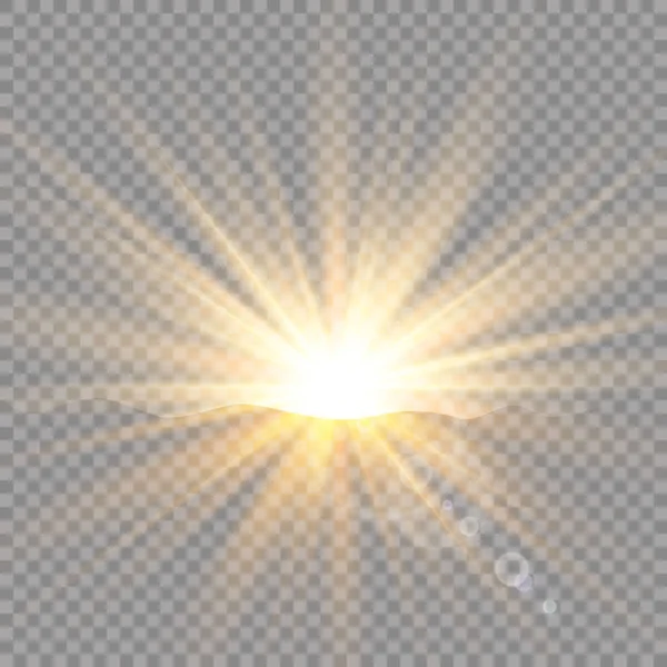 Nascer Sol Sobre Montanhas Amanhecer Luz Solar Transparente Vetorial Efeito —  Vetores de Stock