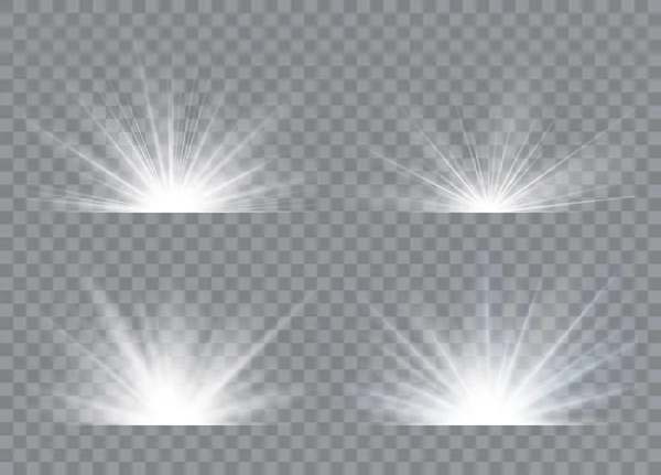 Light Effect Stars Bursts Sunrise Dawn Vector Transparent Sunlight Concept — Stock Vector