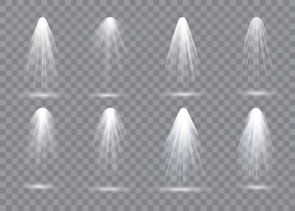 Колекція Освітлення Сцени Прозорі Ефекти Яскраве Освітлення Прожекторами Векторні Ілюстрації — стоковий вектор