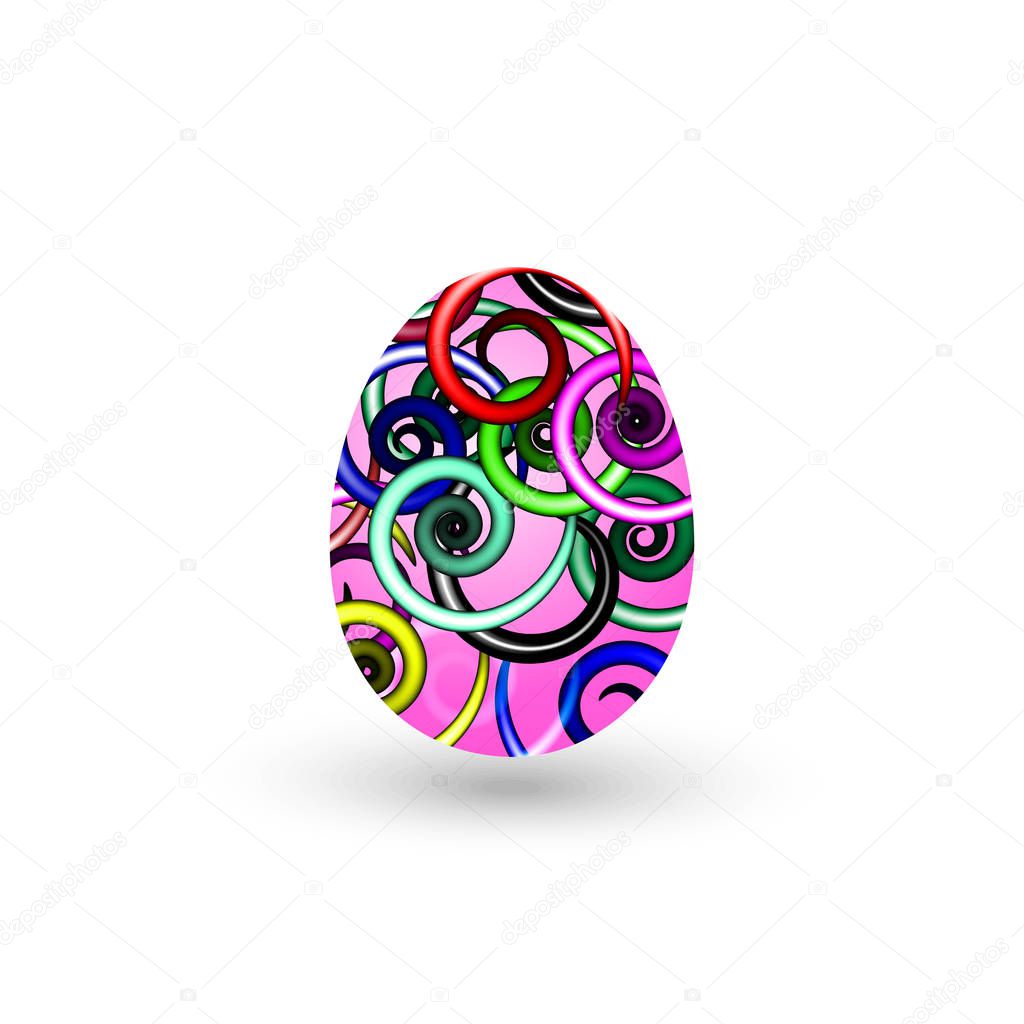 Easter egg with a pattern on a white background. Vector illustration