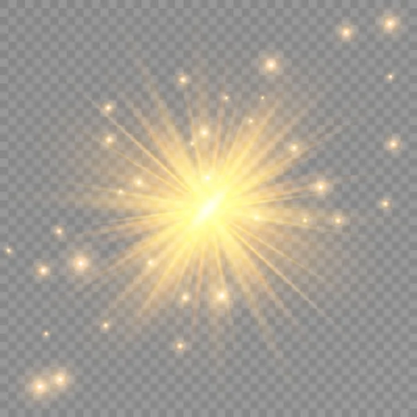 Glödeffekt Transparent Vektor Ljus Ställa Explosion Glitter Spark Sun Flash — Stock vektor
