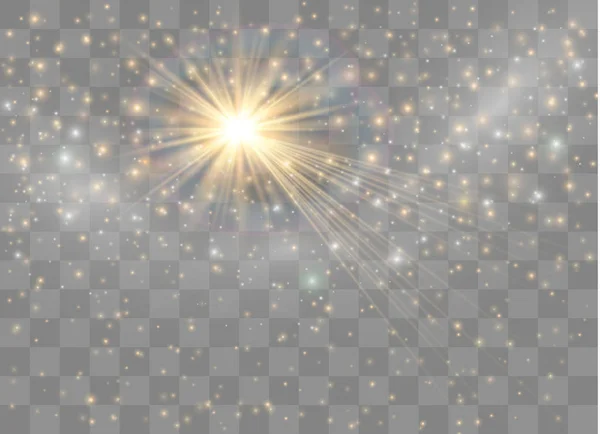 Estrellas Efecto Luz Brillante Vector Brilla Sobre Fondo Transparente Patrón — Vector de stock